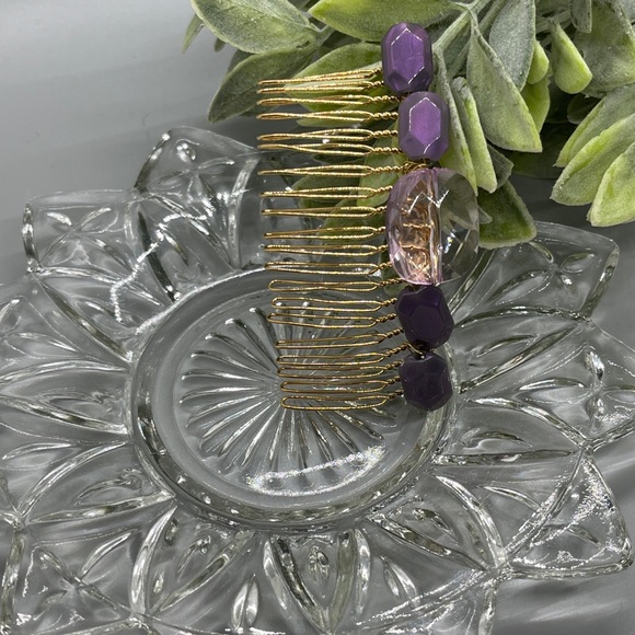 3 for $20 Purple beaded 3.5” hair Comb Accessories handmade fashion accessories - Picture 2 of 3